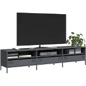 vidaXL Tv-meubel 202x39x43,5 cm koudgewalst staal antracietkleurig