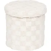 Atmosphera Opvouwbare Poef Geruit - Ø38xH38cm - Beige