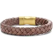 Frank 1967 bracelet dark brown braided leather 23cm ipg