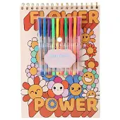 Konges Sløjd Flower Power Schetsboek met Markers - 32x23cm