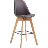 CLP barkruk Metz, bekleed met kunstleer, met rugleuning en voetsteun | Kleur: bruin | Frame: naturel