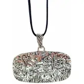 Charme Bijoux lange ketting bloemen zilverkleur -