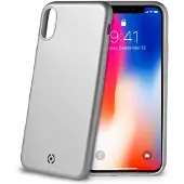 Celly telefoonhoes Softmatt iPhone XS/X polyurethaan zilver