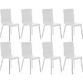 CLP Pepe Set van 8 Wachtkamerstoelen - Houten zitting wit