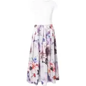 Vila Jurk blauw / lila / wit / offwhite