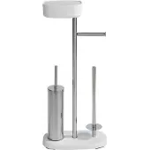 Wenko Toiletbutler Rivazza RVS wit – Toiletborstel met houder, Toiletrolhouder, Reserverolhouder en Opbergbox wit - Vrijstaand