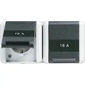 JUNG JG APWG WG 800 Schuko-stopcontact, 8220NAW, 2 voudig, met aarding, met tekst, grijs/anthraciet