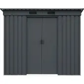 Pergart Metalen Tuinhuis Leipzig Ii - Antraciet Mat - 217x111cm - Dubbele Deur