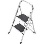 Hailo K70 StandardLine opvouwbare treden, 2 treden, werkhoogte 2,47 m, veiligheidsbeugel & opvouwbare veiligheidspal, tot 150 kg, aluminium, zilver