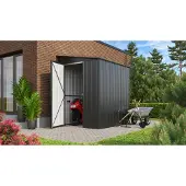 Globel Metalen Tuinhuis Lean To - Antraciet - 155x180cm - Enkele Deur - Met Lessenaarsdak