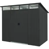 Pergart Metalen Tuinhuis Lübeck - Antraciet Mat - 238x194cm - Dubbele Deur - Met Lessenaarsdak