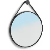 Zeller Ronde wandspiegel met ophanghaak - zwart - metaal - Dia 40 cm - Industriele spiegel voor in de hal, badkamer of toilet
