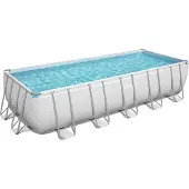 Bestway Power Steel Frame Zwembad, complete set met filterpomp, 640 x 274 x 132 cm, lichtgrijs, rechthoekig