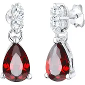Elli Oorbellen robijnrood / zilver / transparant