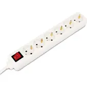 Bachmann SELLY stekkerdoos 6x geaard contact, schakelaar, wit, 1,5 m