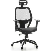 Hjh OFFICE AIR-PORT | Achterkant mesh | Zitting leer - Professionele bureaustoel Zwart