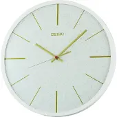 Seiko QXA828W quartz wandklok met stille gang, wit/goudkleurig