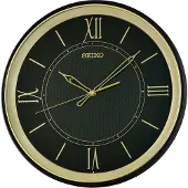 Seiko QXA834K Wandklok, quartz, met stille gang, zwart/goudkleurig