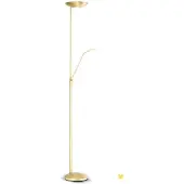 Orion LED-uplighter vloerlamp Cobra, dimbaar, messing / goud, Woon-/ Eetkamer, metaal, Modern, LED vloerlamp