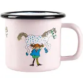 Muurla Pippi and the horse emaillen mok 1,5 dl Light pink