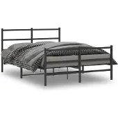 vidaXL - Bedframe - met - hoofd- - en - voeteneinde metaal - zwart - 135x190 - cm