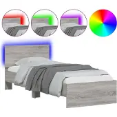 vidaXL Bedframe met hoofdeinde en LED-licht grijs sonoma 180x200 cm