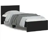 vidaXL Bedframe met hoofdeinde bewerkt hout zwart 90x200 cm