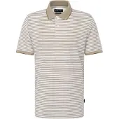 Bugatti polo beige gestreept katoen wijde fit
