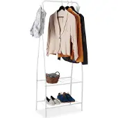 Relaxdays kledingrek - met schoenenrek - 4 haken - slaapkamer - 158 x 60 x 33 cm - wot