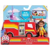 Maki Disney Junior Firebuds, Bo en Flash, Actiefiguur en Brandweerauto met Interactieve Oogbeweging