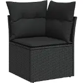 vidaXL 9-delige tuinmeubelset met kussens, zwart, polyrotan