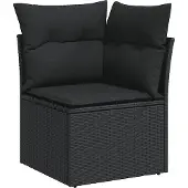 vidaXL 5-delige tuinmeubelset met kussens, zwart, polyrotan