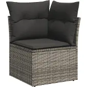 vidaXL 11-delige loungeset voor de tuin met kussens, grijs, polyrotan