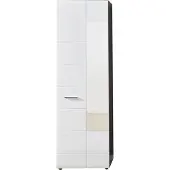 Trendteam Garderobe, garderobekast, model Sardegna, kleur rookzilver, materiaal melamine/wit, hoogglans, diepgetrokken, afmetingen 60 x 191 x 35 cm