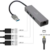 Gembird USB type-AM Gigabit netwerkadapter met ingebouwde USB 3.0 hub