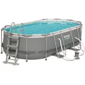 Bestway Power Steel Zwembad Set Ovaal Grijs - 427 x 250 x 100 cm