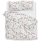 Zohome Dekbedovertrek Sierra - Dekbedovertrek - Deken - Wit - 100% Katoen - Bloemen - 200x200-220 cm + 2 slopen 60/70 cm