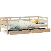 vidaXL Slaapbank met lades 90x190 cm massief grenenhout