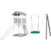 Axi Beach Tower Speeltoren met Summer Nestschommel Grijs/wit - Witte Glijbaan