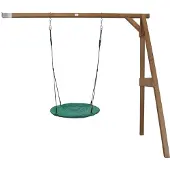 Axi Nestschommel Summer met frame van hout in bruin | Schommel met muurbevestiging voor kinderen met nest schommelzitje | Schommelset enkel aan muur voor tuin / buiten