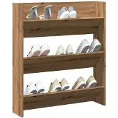 vidaXL Wandschoenenkast 80x18x90 cm bewerkt hout artisanaal eikenkleur