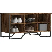 vidaXL Schoenenkast 90x38x45,5 cm bewerkt hout gerookt eikenkleurig