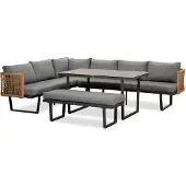 LUX outdoor living Moskou dining loungeset 8 personen | aluminium + wicker | antraciet | 4-delig - 258x197cm
