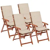 vidaXL Tuinstoelkussens 4 st hoge rug 120x50x2 cm stof crèmekleurig