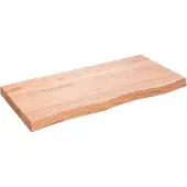 vidaXL Wastafelblad 100x50x(2-6) cm behandeld massief hout lichtbruin
