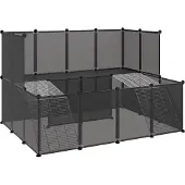 vidaXL Dierenhok klein 143x107x93 polypropeen en staal zwart