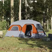 vidaXL Tent 6-persoons 441x288x217 cm grijs en oranje