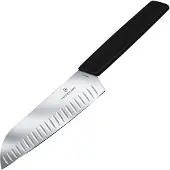 Victorinox Swiss Modern Santokumes 17cm - Kuiltjes - Zwart