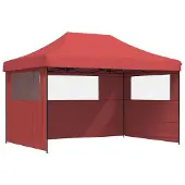 vidaXL - Partytent - inklapbaar - pop-up - met - 3 - zijwanden - bordeauxrood
