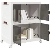 vidaXL Opbergbox stapelbaar met wielen 2-laags 75 L 64x40x76 cm